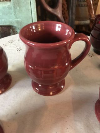 4 Longaberger Paprika Pottery Footed Mugs Coffee 3