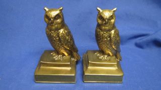 Vintage Wise Owl Bookends Philadelphia Manufacturing Co.  With Label