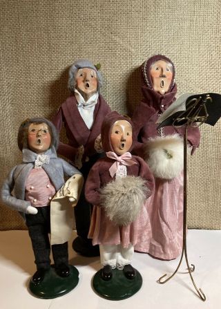 Vintage Byers Choice Ltd Carolers Family 1992 W/ Stand - Signed & Numbered Rare