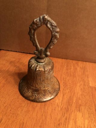 BRONZE COLONIAL HANDBELL,  Antique Brass Mission Church Bell Mexico Spanish 2