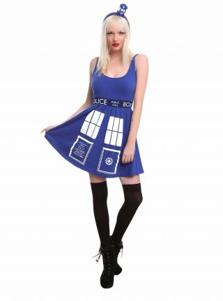 Hot Topic Dr.  Who Tardis Blue Dress (size: Small)