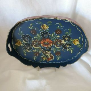 Hindeloopen Hand Painted Folk Art Tray Hand Carved Oval Wood Tray Vintage