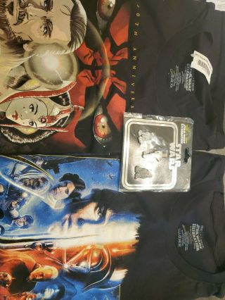 2 Star Wars Celebration 2019 Chicago Logo T - Shirt Size Large And Pins