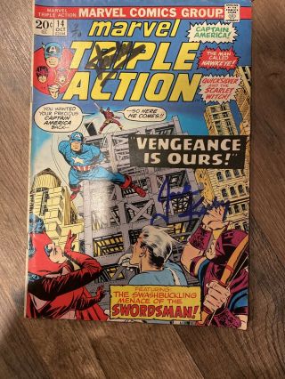 Marvel Triple Action 14 Signed Stan Lee And Jack Kirby With A Letter