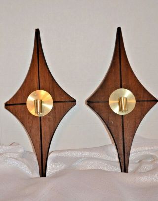 Vintage,  Mid Century Modern Atomic Wall Candle Sconces (2)