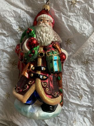 Christopher Radko Blown Glass Ornament Santa 1990’s