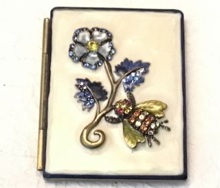 Jay Strongwater Blue Enamel Multi - Color Gems Double Photo Frame Bees & Flowers