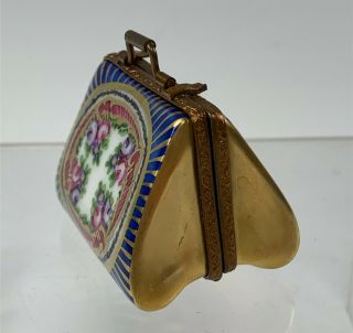 Hand - Painted Limoges France Porcelain Purse Handbag Shape Trinket Box 2