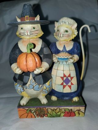 Jim Shore Heartwood Creek Thanksgiving Pilgrim Cats Paws And Give Thanks