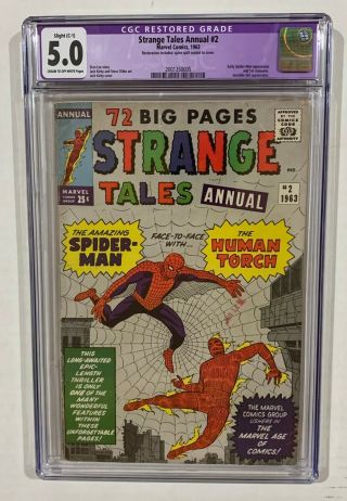 Strange Tales Annual 2 - Cgc 5.  0 - 1st Spider - Man Crossover - 1963