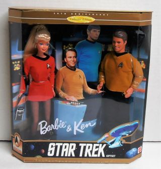 1996 Star Trek Barbie And Ken Doll Gift Set By Mattel Nib