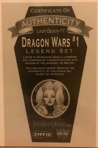 Lady Death Dragon Wars 1 Noir Legend Edition Joe Benitez Ltd 30/33 w/Coa 9.  8? 2