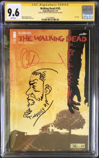 The Walking Dead 193 W/rick Grimes Remarque Cgc 9.  6 & Signed Charlie Adlard