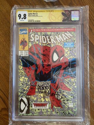 1990 Spiderman 1 Green Cover Cgc 9.  8 Ss Todd Mcfarlane Spider - Man Label