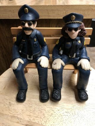 Set Of Two D.  Manning Limited Edition Shelf Sitters Husband Wife Police Partn