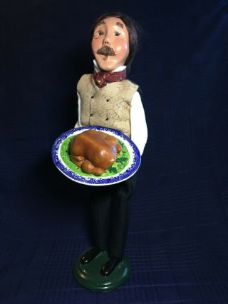 Byers Choice Carolers Man With Turkey On Platter 2005,  Signed