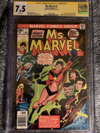 Ms Marvel 1 Cgc 7.  5 Ss Signed By John Romita Sr (1st Carol Danvers As) 1977