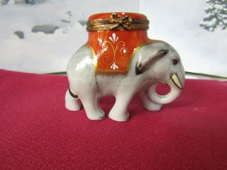 Limoges Hinged Trinket Box Peint Main Rochard " Elephant "