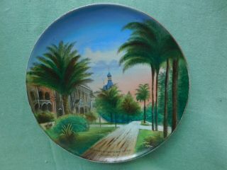 Vintage 7 1/2 " Hand Painted Souvenir Plate The Grounds Tampa Bay Hotel Florida
