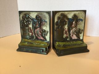" The Altar Of Love " Pompeian Bronze Co 1920 Set Of Two Bookends