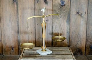 Vintage Brass Balance Scales Of Justice With Eagle Top