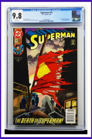 Superman 75 Cgc Graded 9.  8 Dc 1993 Newsstand Edition Gatefold Cover Comic Book