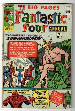 Fantastic Four (1961) Annual 1 Sub - Mariner Cover & Story Stan Lee Kirby C/a Vg -