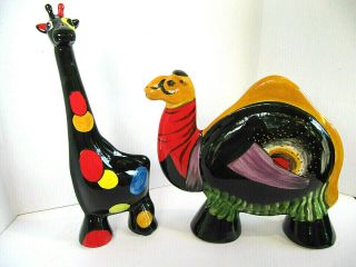Turov Art Ceramics 17 " Giraffe And 12 " Camel Figures