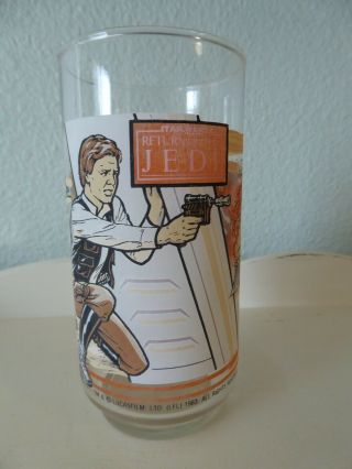 Vintage Star Wars: Return Of The Jedi Movie Glass (han Solo) 1983 Burger King