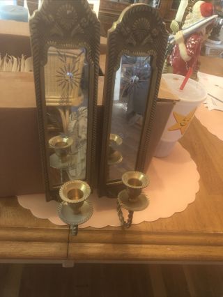 Brass And Mirror Wall Sconces