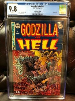 Godzilla In Hell 1 Cgc 9.  8 Nm/mt Near Idw Ec Horror Subscription Variant
