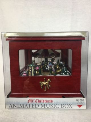 Mr Christmas Deluxe Animated Carousel Music Box Village Square