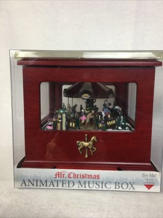 Mr Christmas Deluxe ANIMATED Carousel Music Box Village Square 2