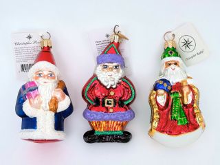 3 Vintage Christoper Radko Christmas Ornaments With Tags And Boxes
