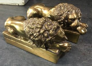 Antonio Canova Bronze/brass Lion Bookends