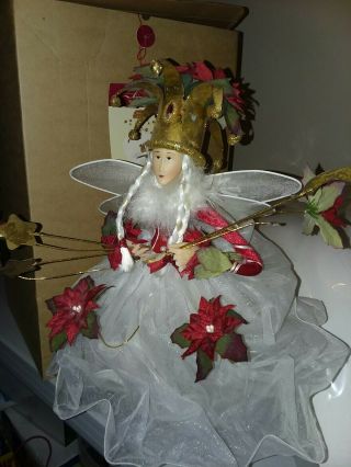 Christmas Krinkles Patience Brewster Dept.  56 Poinsettia Queen Tree Topper W/box