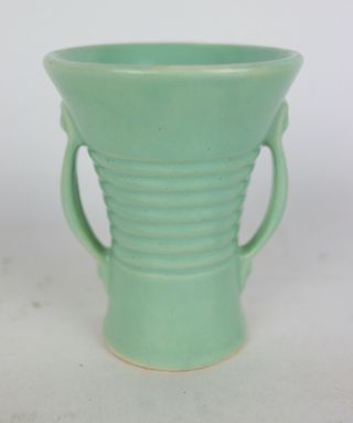 Vintage Brush Mccoy Pottery 579 Small 4 1/2 Inch Green Glazed Ceramic Vase Usa