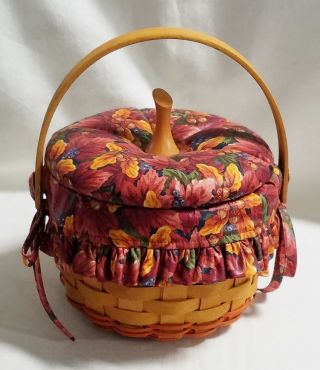 Vintage 1997 Longaberger Little Pumpkin Basket - - Fall Foliage - - With Liner - -