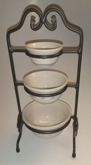 Longaberger Collectors Club Miniature Wrought Iron Stand And Mixing Bowl Set