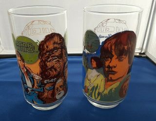 Vintage Burger King Star Wars Glasses Luke Skywalker And Chewbacca 1977