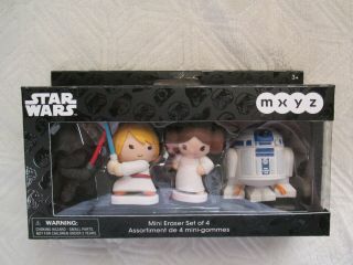 Star Wars Mxyz Mini Eraser Set Of 4 Vader Luke Skywalker Leia R2d2 - Cute Disney
