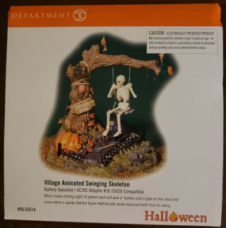 Dept 56 Halloween " Village Animated Swing Skeleton "