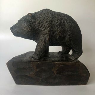 Black Bear Hand Carved Wood Sculpture Statue Figurine Vintage Antique 1935 A.  T.
