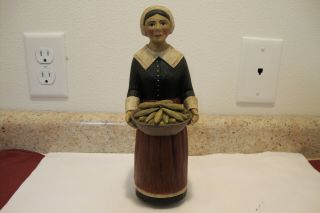 Midwest Of Cannon Falls Leo Smith Signed Folk Art Figurine Woman Pilgrim Ltd Ed.