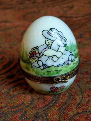 Gerard Ribierre (gr) Peint Main Limoges France Easter Egg Hinged Trinket Box