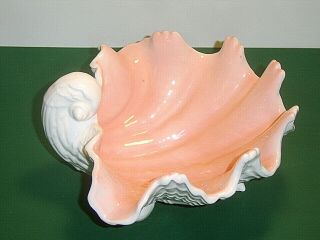Vintage Fitz And Floyd Ceramic Coquille 8 " Sea Shell Bowl Dish W/ 3 Shell Feet