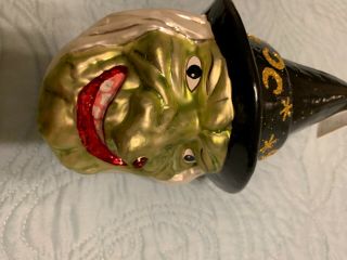 Christopher Radko Glass Halloween Ornament Witch 1996.  8 Inches W/tag.