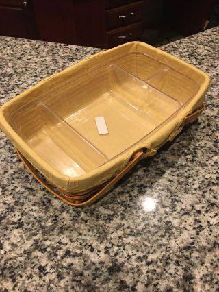 Longaberger 2003 Two Handle Basket With Cloth Liner And Plastic Divider