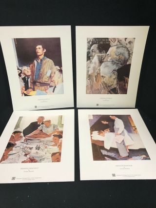 Set Of 4 Norman Rockwell The Four Freedoms Art Prints Ready To Frame 8 " X 11.  5 "