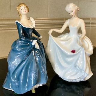 2 Vintage Royal Doulton Figurines H.  N 2736 “tracy” & H.  N 2334 “fragrance”